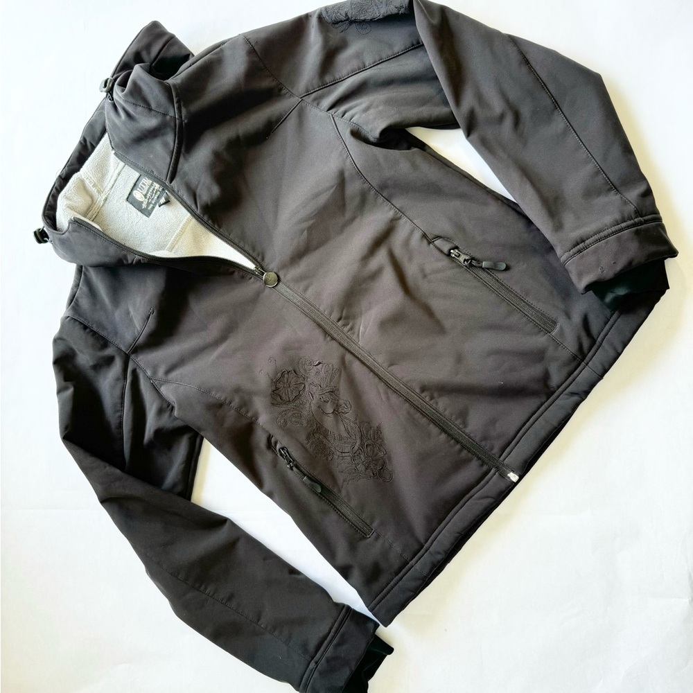 Black Hooded Jacket with Embroidered Detail Outback Trading Company